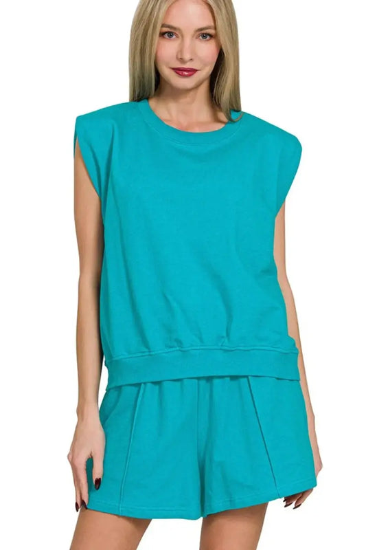 Conjunto de ropa de casa para mujer - Tejido de felpa suave - Sin mangas