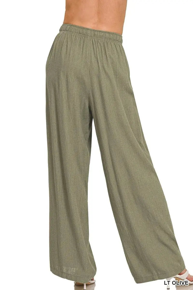 Women's Linen Pants Linen Drawstring Pants - Comfy Lightweight - Women's Casual