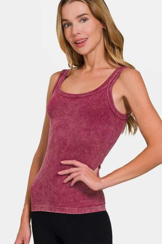 Camisetas Trendsi Camiseta sin mangas de canalé para mujer Elegante Básica Esencial Suave para superponer