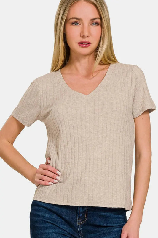 Camisetas Camiseta acanalada Trendsi para mujer Ropa casual Camiseta de manga corta Suave y cómoda