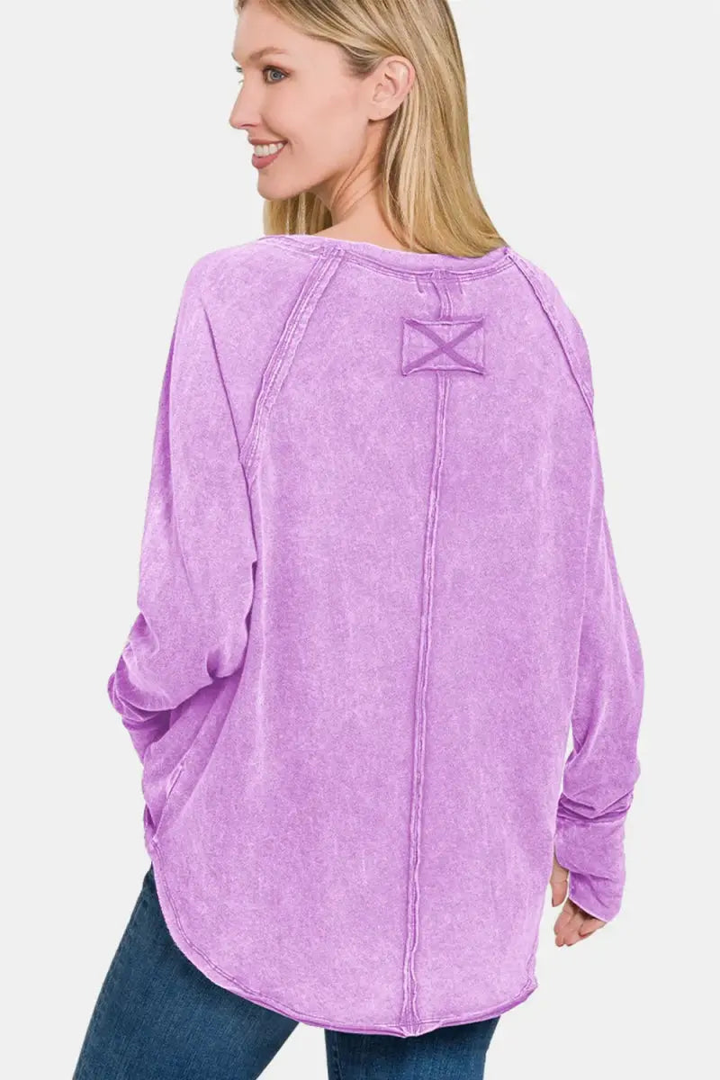 Women's Long Sleeve T-Shirt Women's T-Shirt - Layering Long Sleeve Thumbhole Top - Round Neck