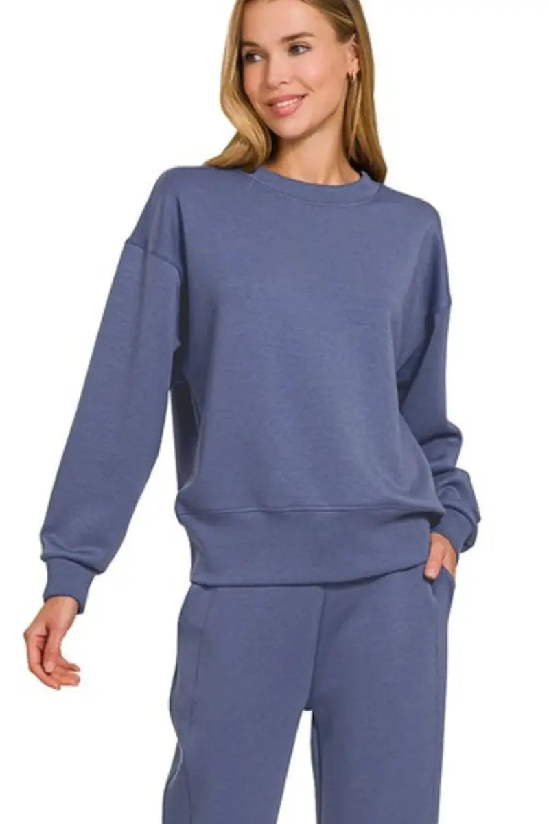 Women's Loungewear Set - Scuba Knit Comfy - Pullover & Joggers