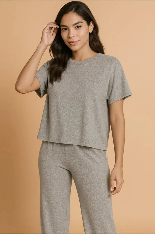 Conjunto de pijama de loungewear para mujer - Melange suave - Acogedor de dos piezas