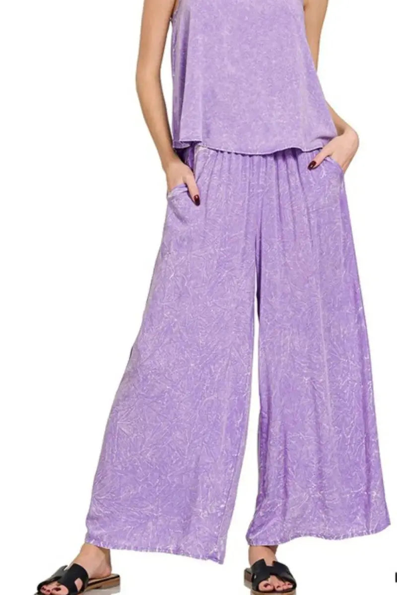 Women's Loungewear Set Women's Acid Wash Cami & Pants Set - Two Piece
