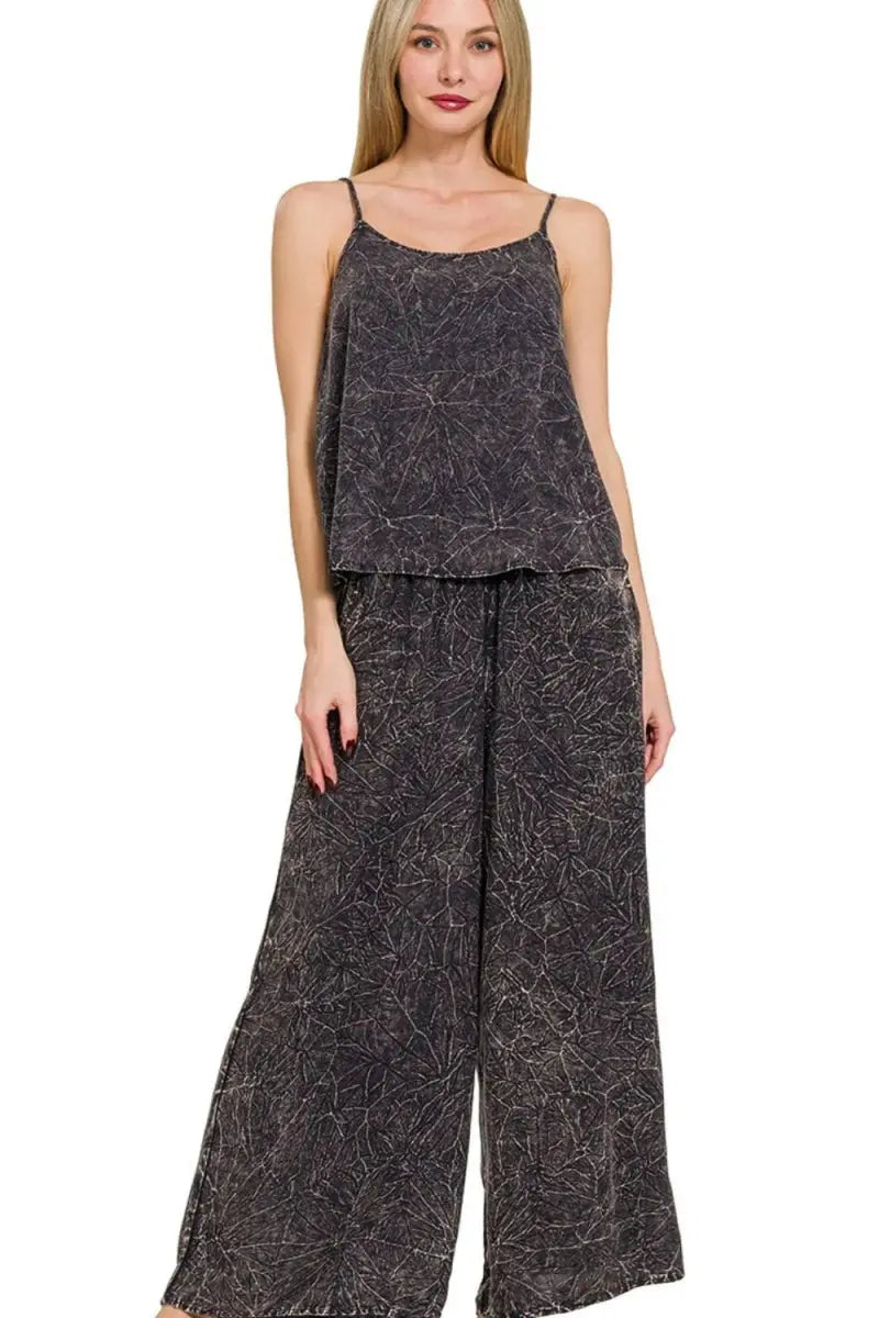 Women's Two Piece Set Women's Cami & Pants Set - Acid Wash Two Piece