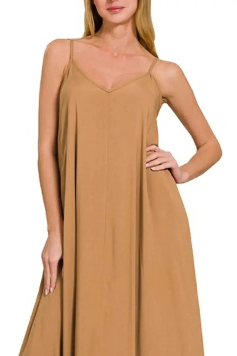 Shoes Trendsi Zenana Woven Cami Dress Women's Casual Flowy Pockets Summer Dress