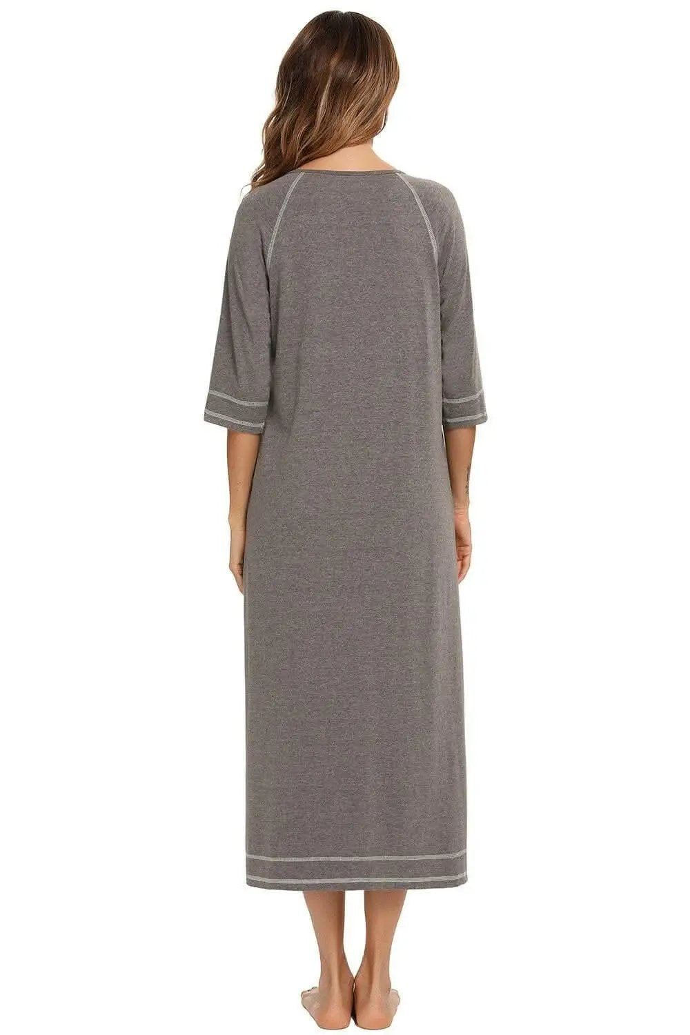 Elegant Zip Night Dress - With Pockets - Comfortable Style