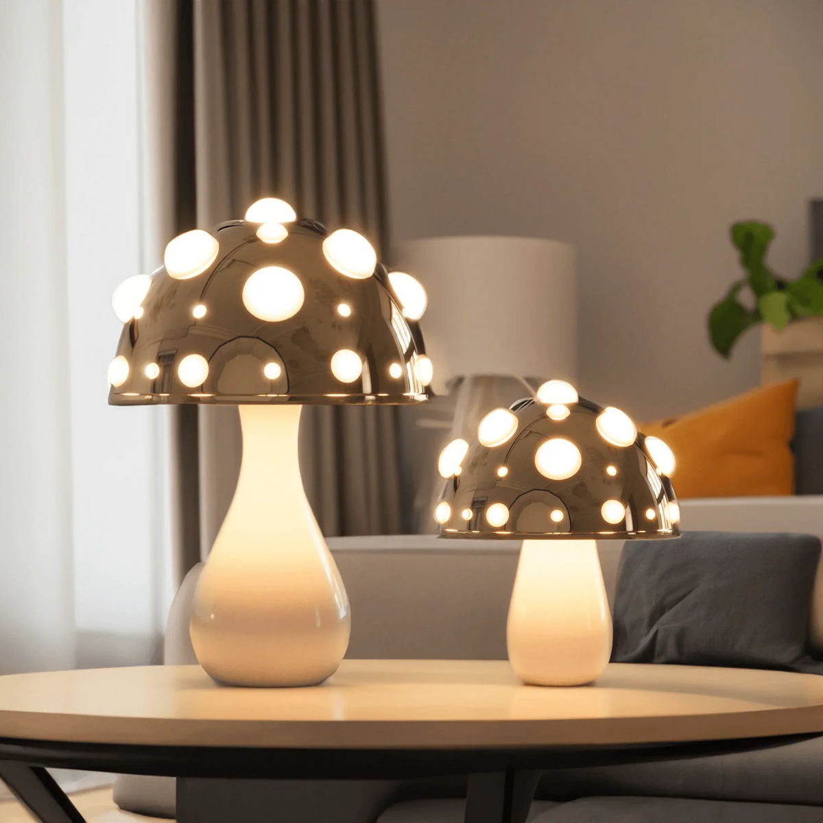 Zitake Gold Mushroom LED Table Lamp Cordless/Corded