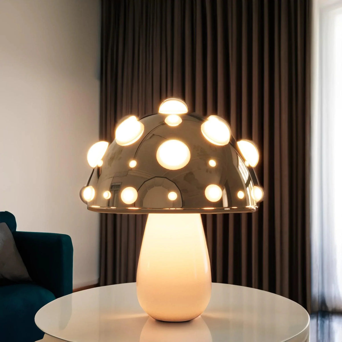 Zitake Gold Mushroom LED Table Lamp Cordless/Corded
