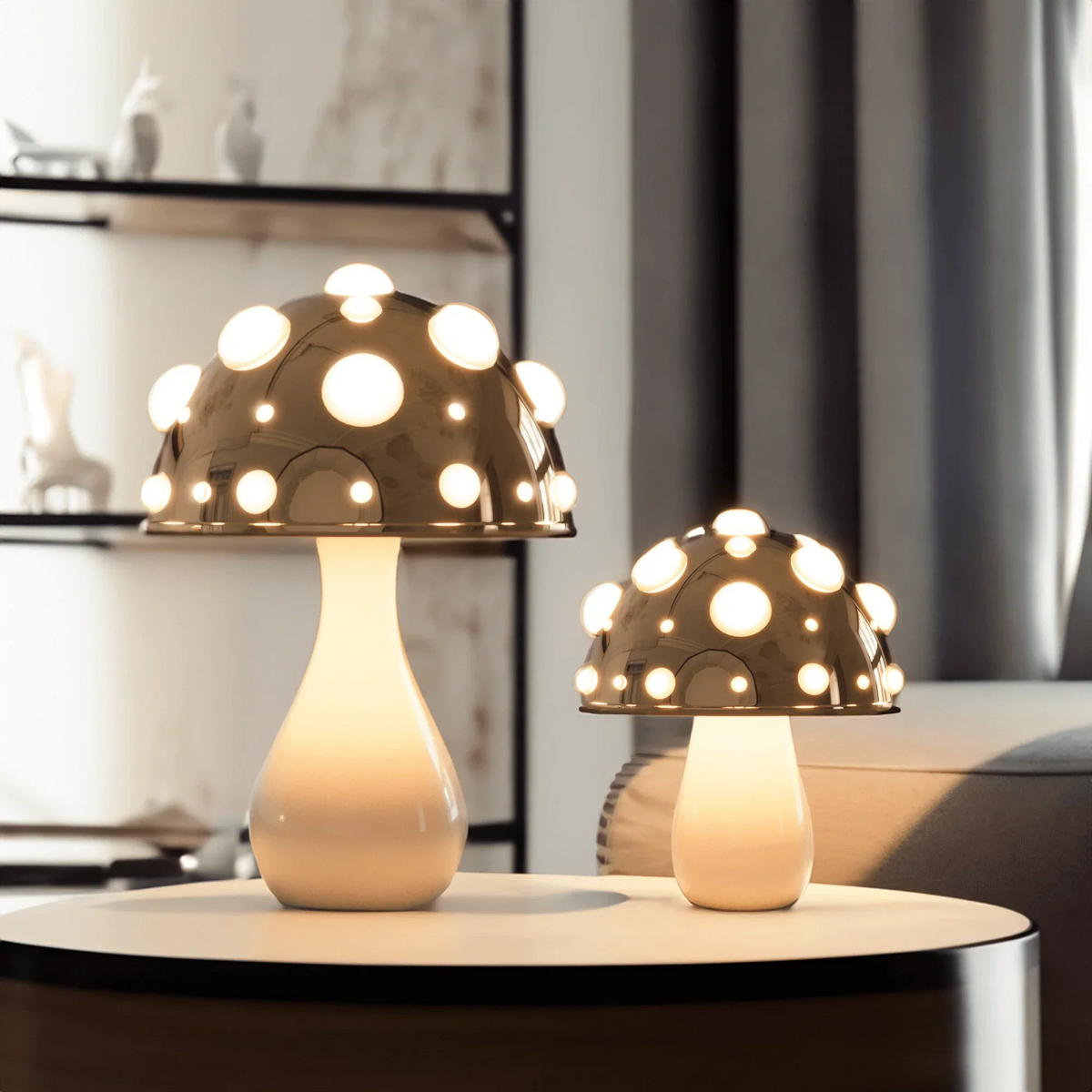 Zitake Gold Mushroom LED Table Lamp Cordless/Corded